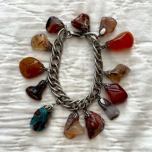 Vintage Tumbled Stones Charm Bracelet
